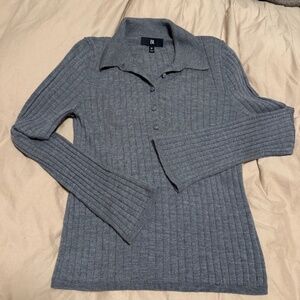 Banana Republic Grey Bell Sleeved Merino Wool Sweater